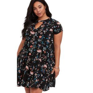Torrid Floral Choker Gauze Trapeze Dress